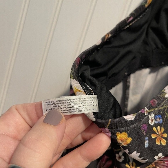 La Vie En Rose Aqua Black Floral Tankini Swimsuit Size Large - Picture 7 of 11